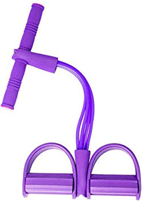 Banda elástica de resistencia con pedal de 4 tubos para ejercicios sentados con asa, equipo de yoga para moldear el cuerpo y estirar abdomen, cintura, brazos y piernas.