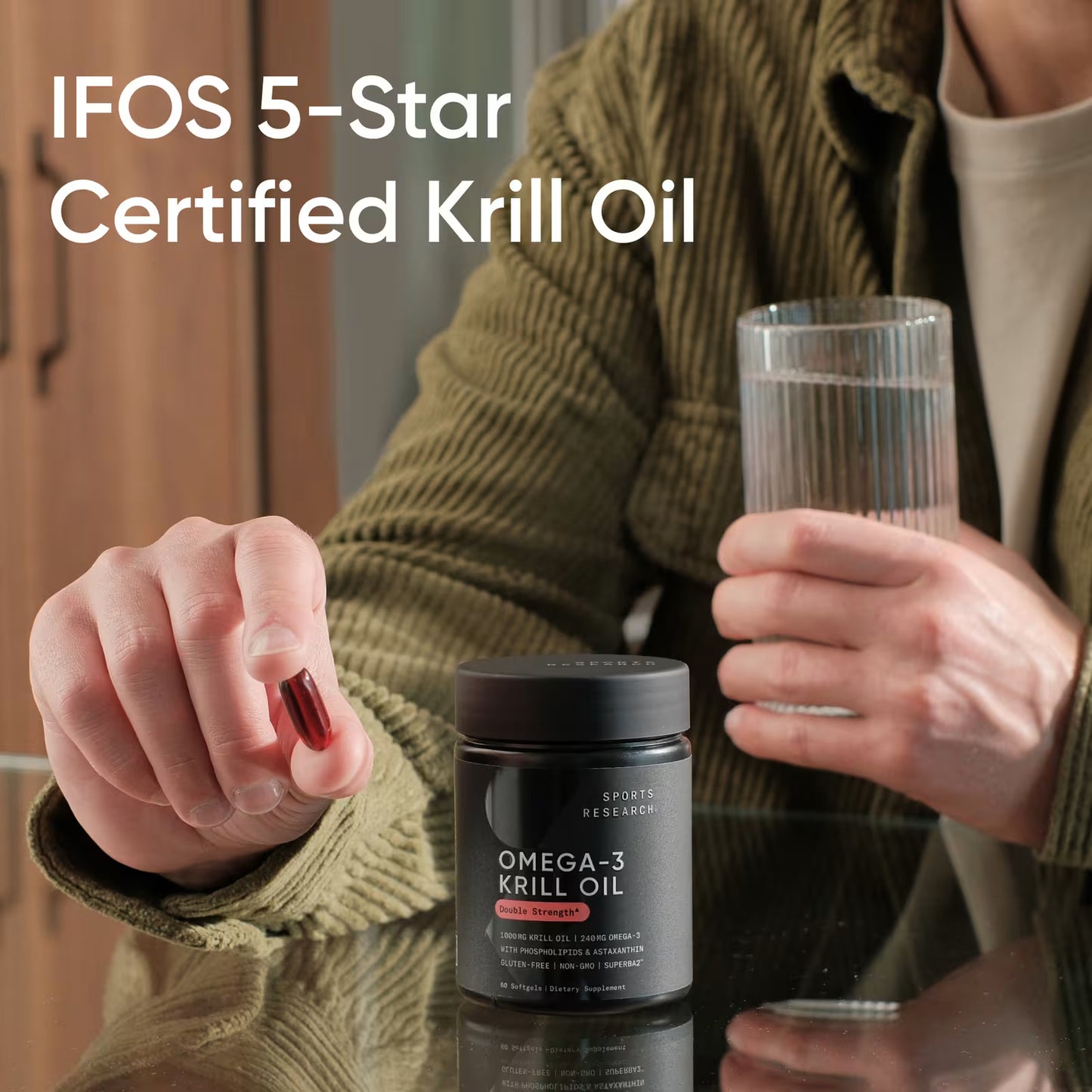 Omega-3 Krill Oil (Sports Research) – 60 softgels