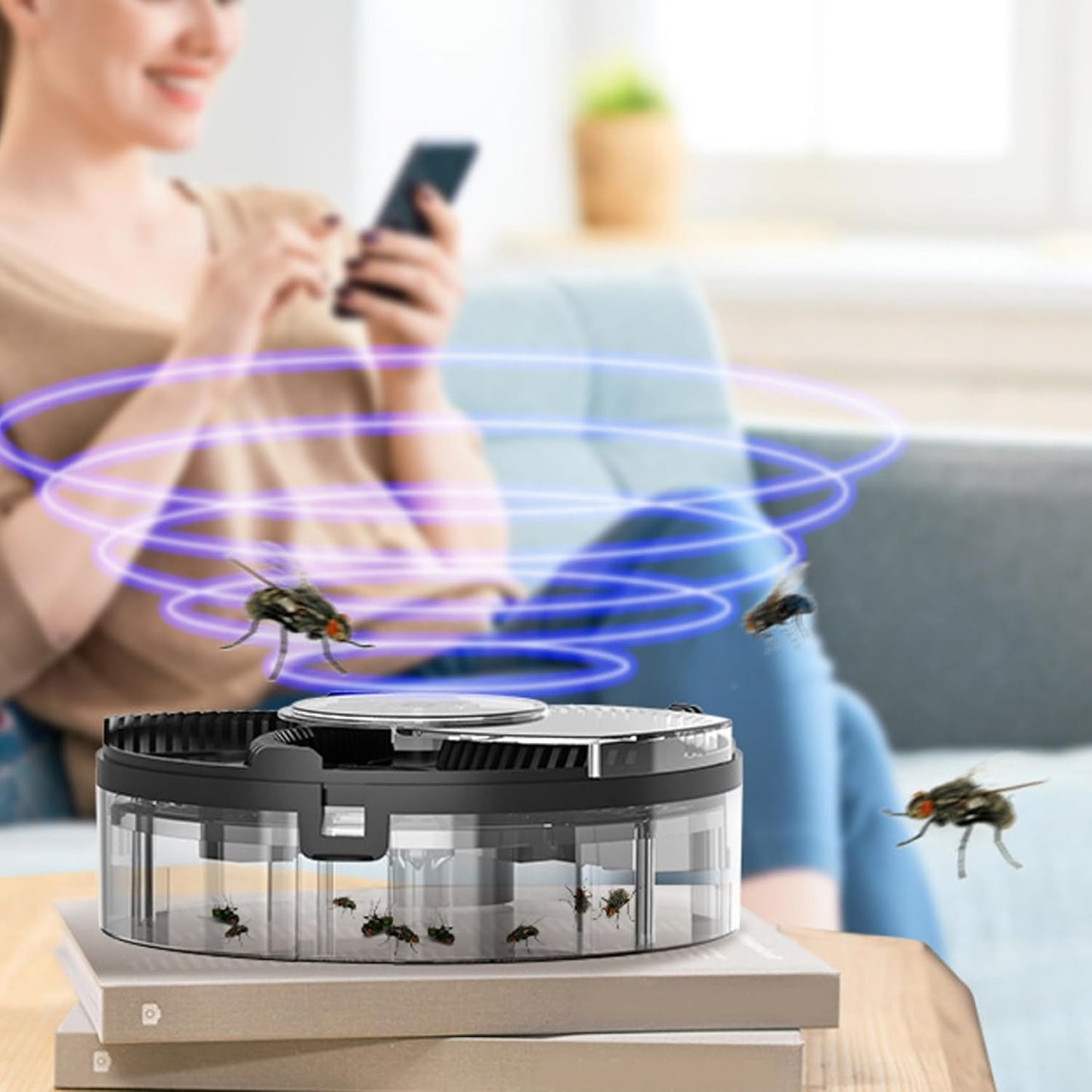 Trampa Eléctrica Para Moscas ANGGREK USB Brazo Giratorio Atrapamoscas Seguro