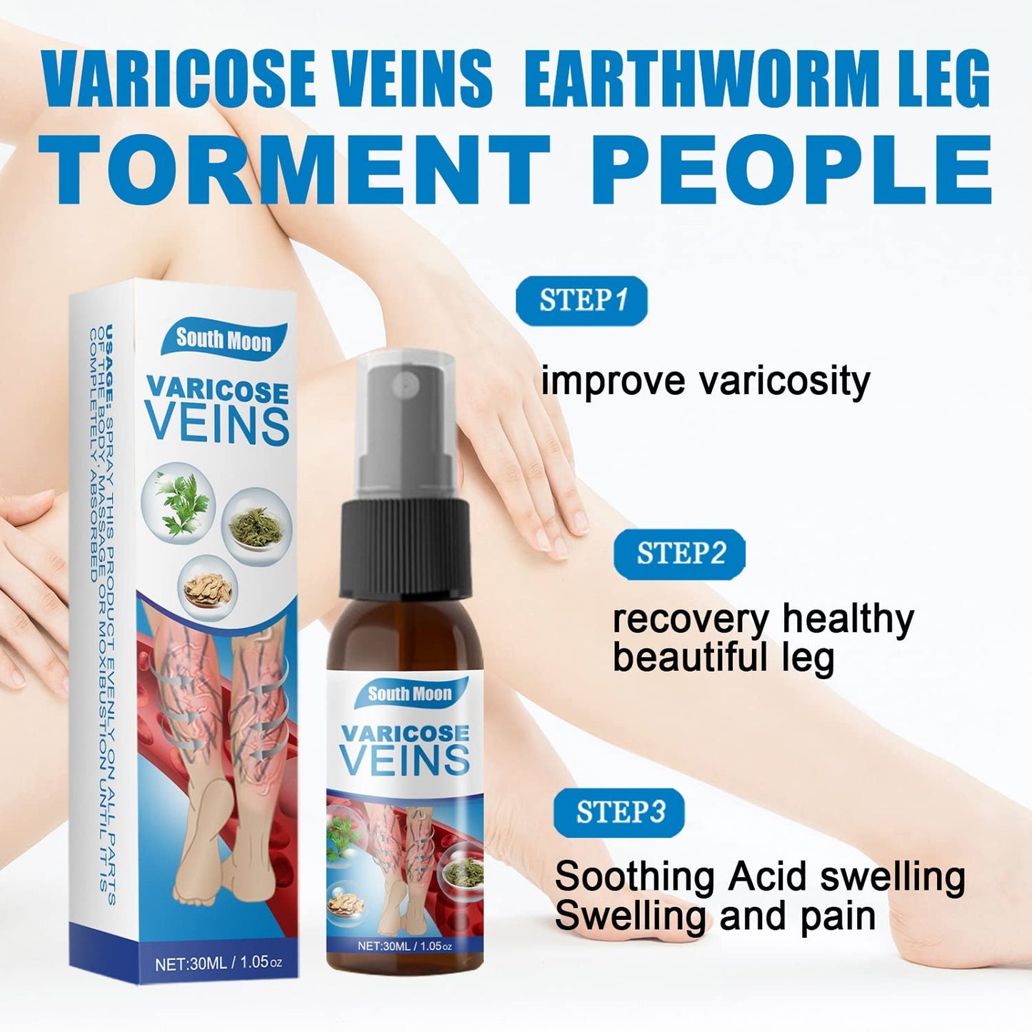 Spray natural para venas varicosas, 30 ml. SUPER OFERTA 2x1, tratamiento para venas varicosas en piernas, mejora la circulación en las piernas.