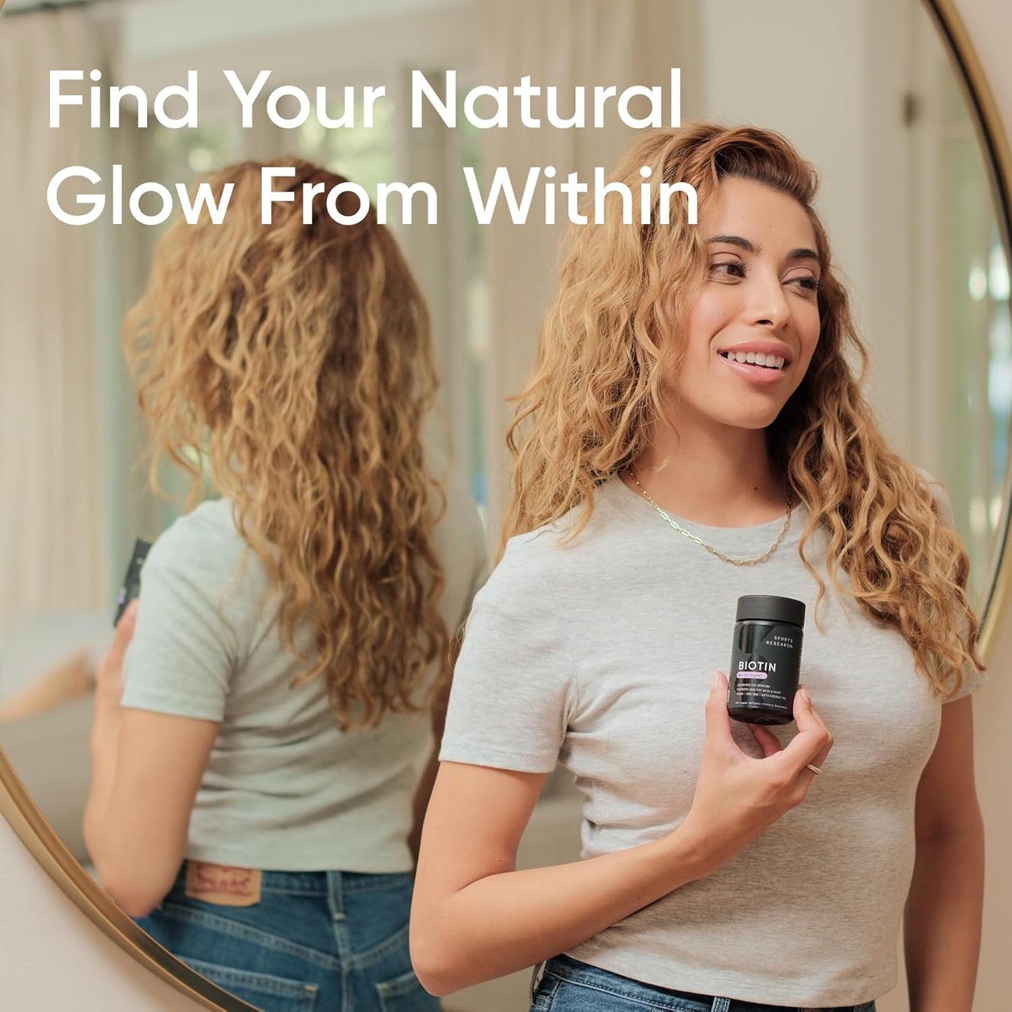 Biotina 10,000 mcg Sports Research – Cabello y Uñas Fuertes en 1 Cápsula