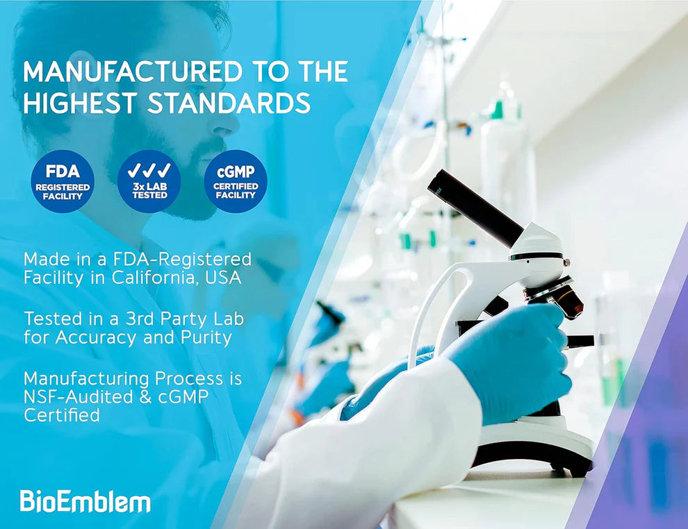 BioEmblem Complejo triple de magnesio de alta absorción 300 mg | Glicinato de magnesio, malato para energía, suplemento para apoyar la salud muscular | Vegano, sin OMG, 90cápsulas