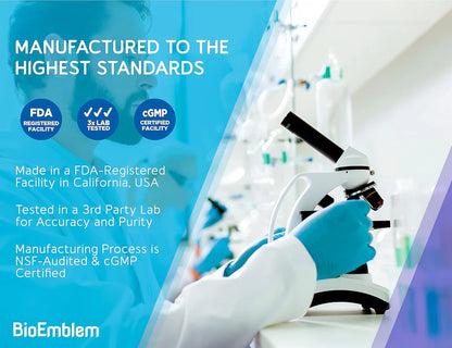 BioEmblem Complejo triple de magnesio de alta absorción 300 mg | Glicinato de magnesio, malato para energía, suplemento para apoyar la salud muscular | Vegano, sin OMG, 90cápsulas