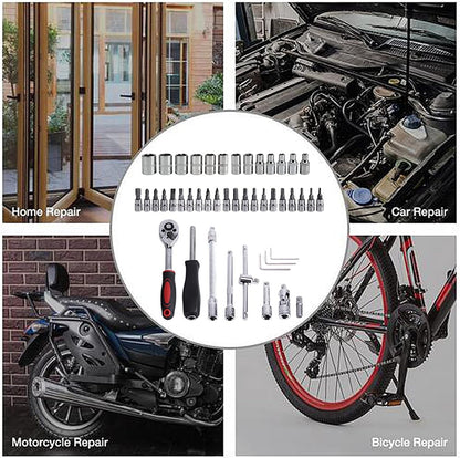 ToolMaster Pro 46:🧰🔧💪 Juego de Llaves de Vaso en Acero de Vanadio