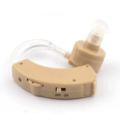 Audífono amplificador de sonido para personas con discapacidad auditiva.