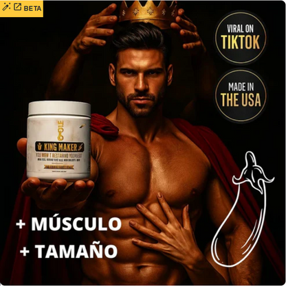 King Maker - Suplemento con Tongkat Ali, Turkesterona, Ecdisterona, Fadogia Agrestis, betarraga roja, maca negra y zinc (13 en 1) 120 cápsulas.