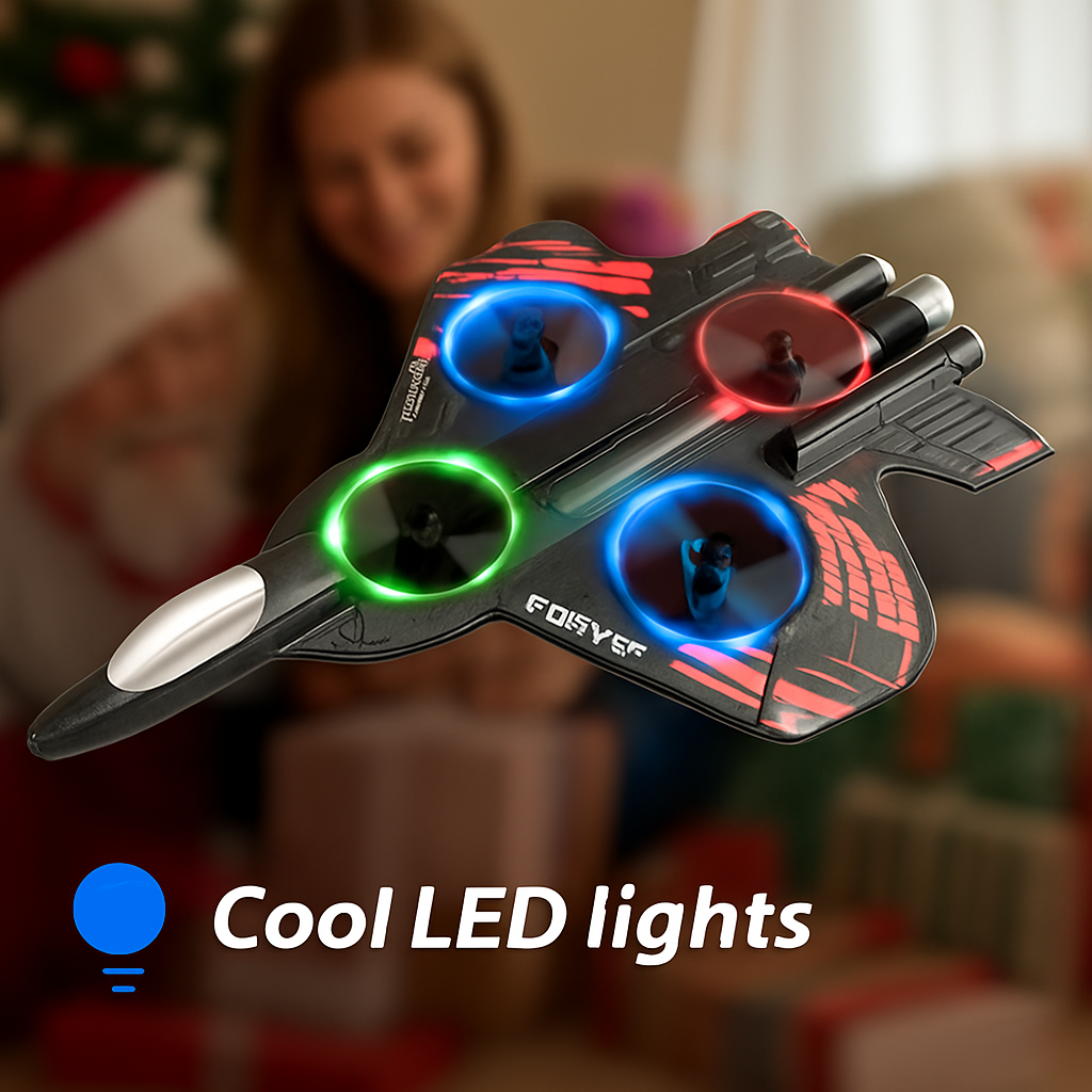 Aviones de control remoto de espuma para niños y adultos de 8 a 16 años, aviones de combate RC con luz, 360° Flip Fighter Jet Toys, Stunt Roll, regalos de juguete de avión para niños