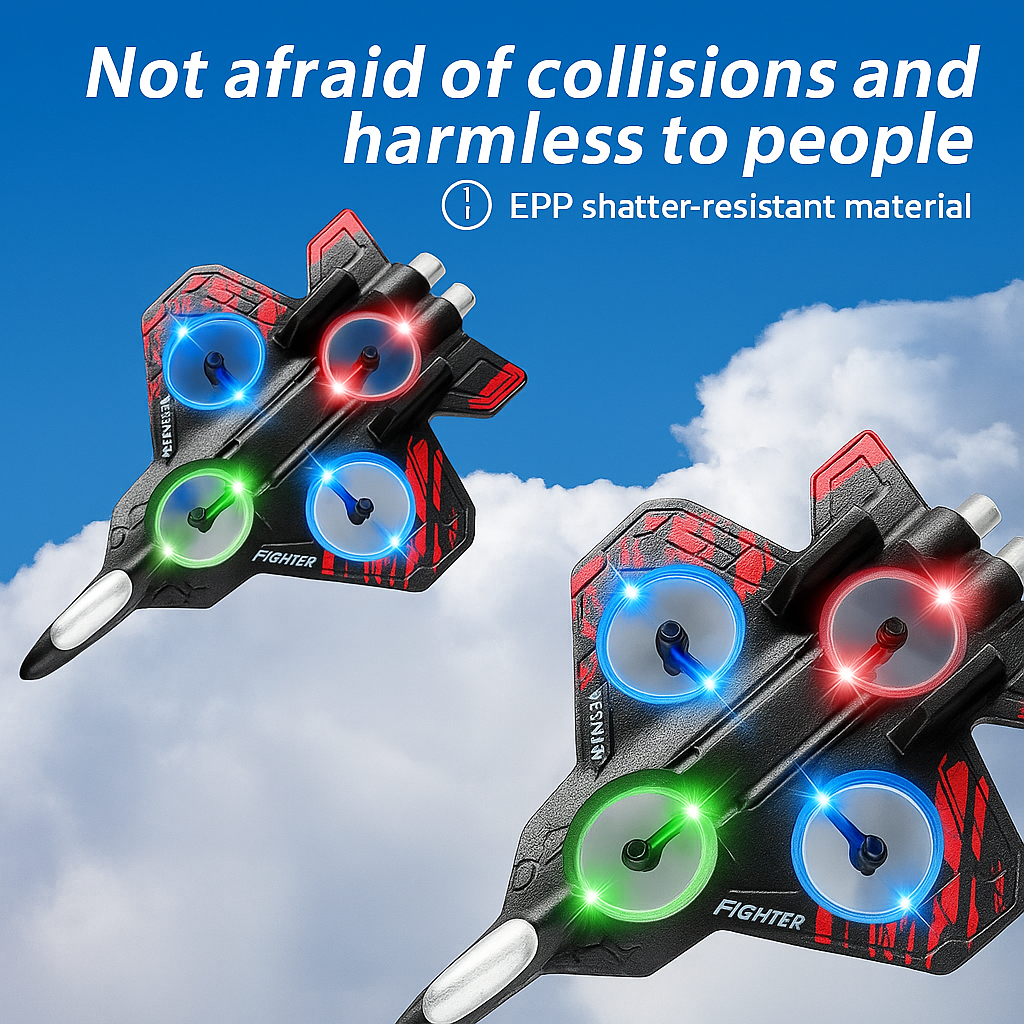 Aviones de control remoto de espuma para niños y adultos de 8 a 16 años, aviones de combate RC con luz, 360° Flip Fighter Jet Toys, Stunt Roll, regalos de juguete de avión para niños