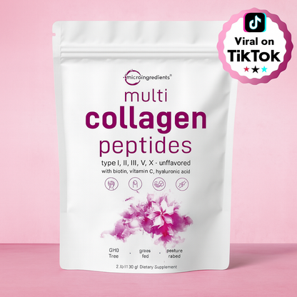 Multi Collagen Peptides (Tipos I, II, III, V y X) con Biotina, Vitamina C y Ácido Hialurónico