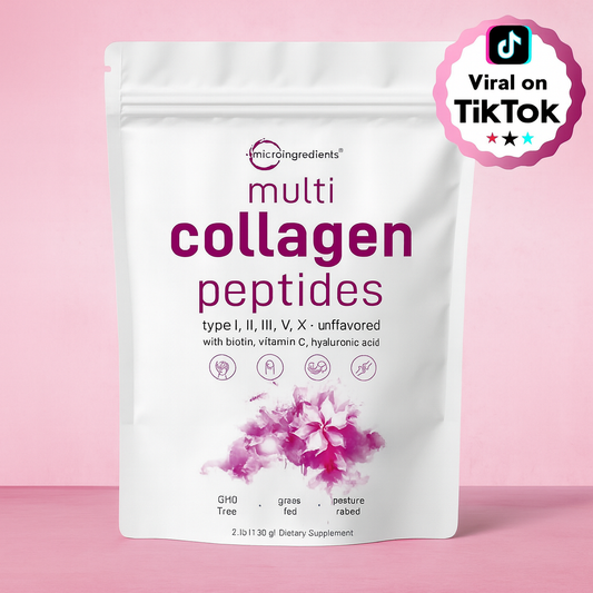 Multi Collagen Peptides (Tipos I, II, III, V y X) con Biotina, Vitamina C y Ácido Hialurónico