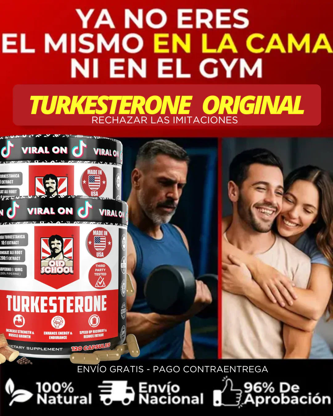 Turkesterone con Tongkat AliSuplemento Natural de testosterona para hombres – Turkesterona 1500 mg de potencia máxima con Tongkat Ali y BioPerine® + Músculo, recuperación y resistencia 🍆 – 120 cápsulas