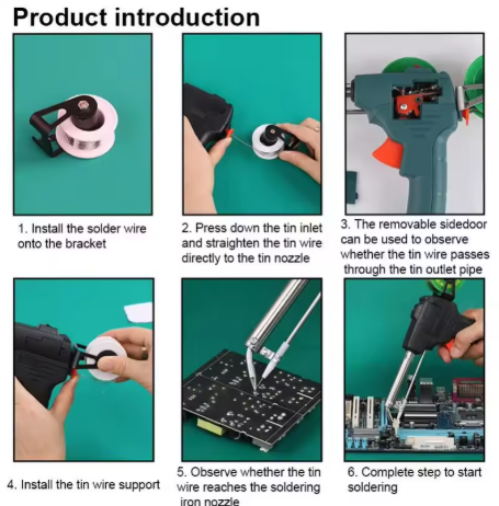 ZTBH Herramientas de soldadura y accesorios Soldador eléctrico, Estación de soldadura 60W Punta de soldador, Pistola de estaño de alimentación manual térmica externa, Herramientas de reparación de