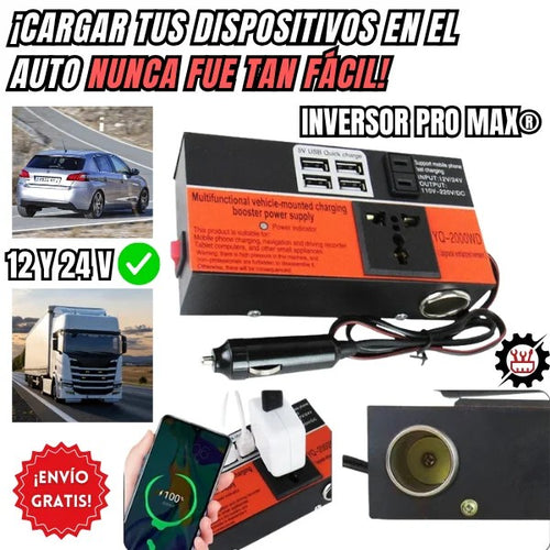 Convertidor inteligente multifunción de 12 V/24 V a 110 V/220 V 1500 W