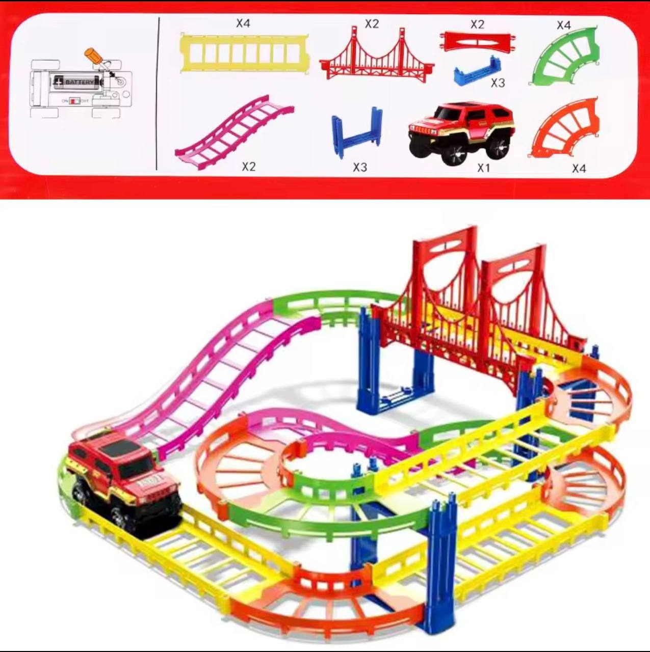 Pista Luminosa “Luminous Rail” con Puente – 46 piezas