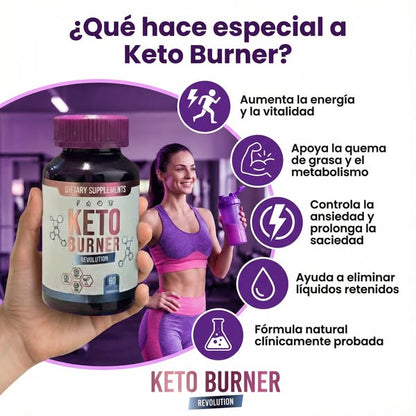 KETO BURNER Cápsulas para Acelerar el Metabolismo y Quema Grasa (60 Cápsulas)