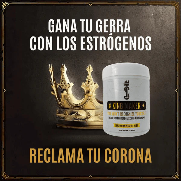 King Maker - Suplemento con Tongkat Ali, Turkesterona, Ecdisterona, Fadogia Agrestis, betarraga roja, maca negra y zinc (13 en 1) 120 cápsulas.