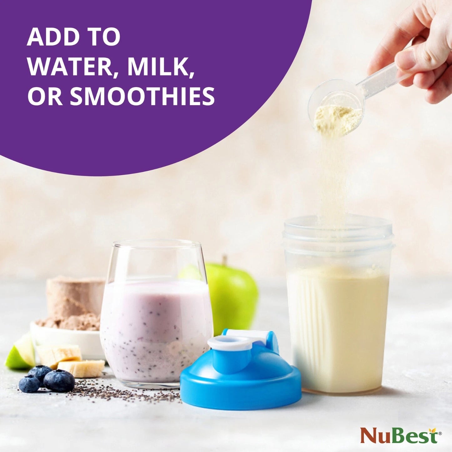 NuBest Proteína en Polvo de Alto Crecimiento - Batido Nutricional para Niños y Adolescentes - Proteína de Origen Vegetal, Probióticos, L-arginina, Omega-3, K2+D3, Más de 20 Vitaminas y Minerales - 10 Porciones Veganas - Sabor Vainilla