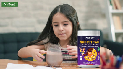 NuBest Proteína en Polvo de Alto Crecimiento - Batido Nutricional para Niños y Adolescentes - Proteína de Origen Vegetal, Probióticos, L-arginina, Omega-3, K2+D3, Más de 20 Vitaminas y Minerales - 10 Porciones Veganas - Sabor Vainilla