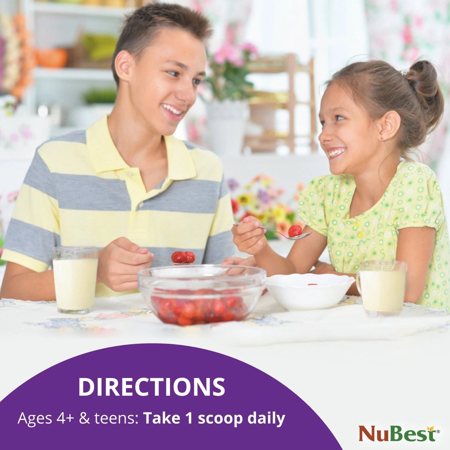 NuBest Proteína en Polvo de Alto Crecimiento - Batido Nutricional para Niños y Adolescentes - Proteína de Origen Vegetal, Probióticos, L-arginina, Omega-3, K2+D3, Más de 20 Vitaminas y Minerales - 10 Porciones Veganas - Sabor Vainilla