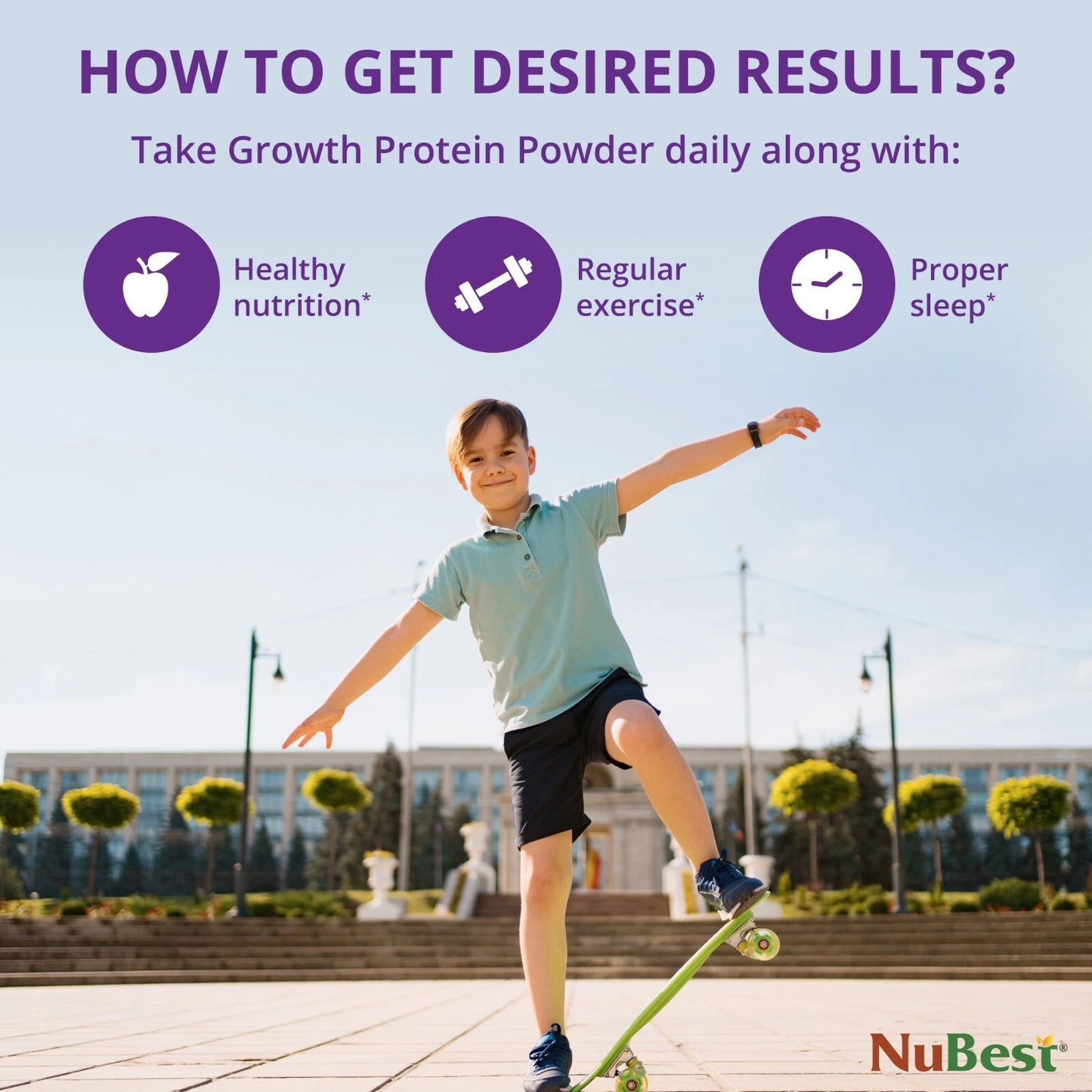 NuBest Proteína en Polvo de Alto Crecimiento - Batido Nutricional para Niños y Adolescentes - Proteína de Origen Vegetal, Probióticos, L-arginina, Omega-3, K2+D3, Más de 20 Vitaminas y Minerales - 10 Porciones Veganas - Sabor Vainilla